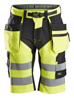 Snickers FlexiWork, High-Vis Shorts  Holster Pockets Class 1