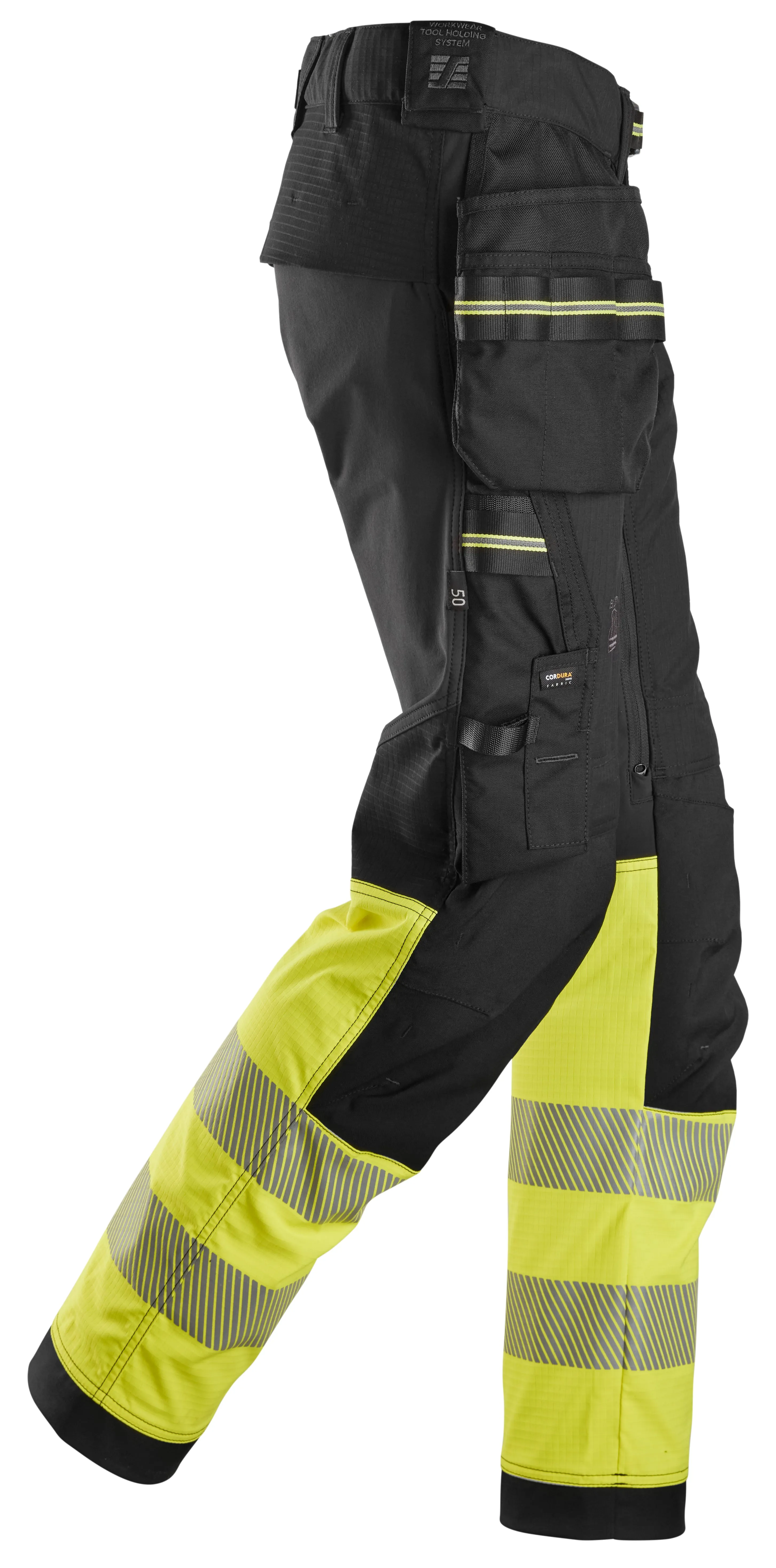 Snickers High-Vis Class 1 Stretch Work Trousers Holster Pockets
