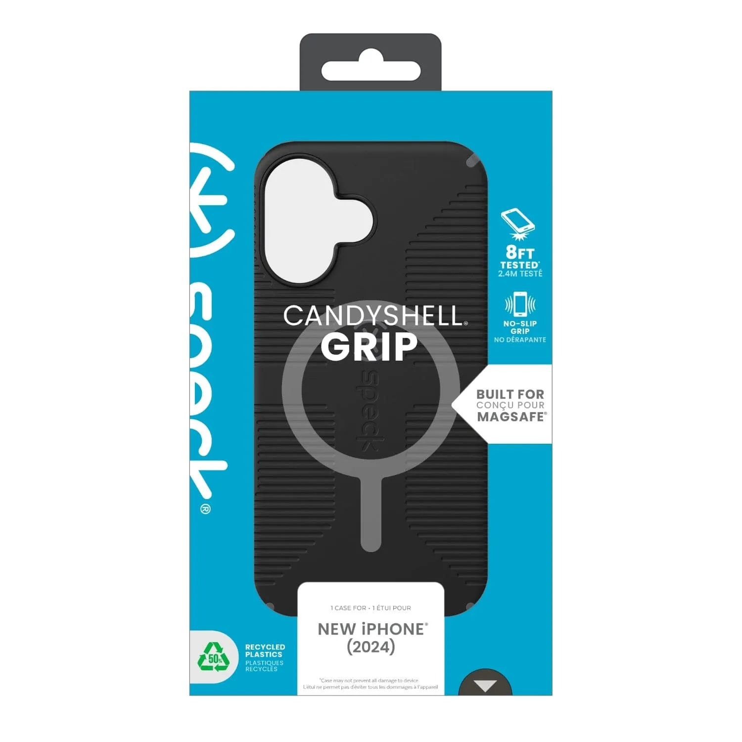 Speck Candyshell Grip MagSafe Case – Apple iPhone 16 – Black & Slate Grey