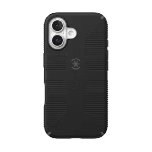 Speck Candyshell Grip MagSafe Case – Apple iPhone 16 – Black & Slate Grey
