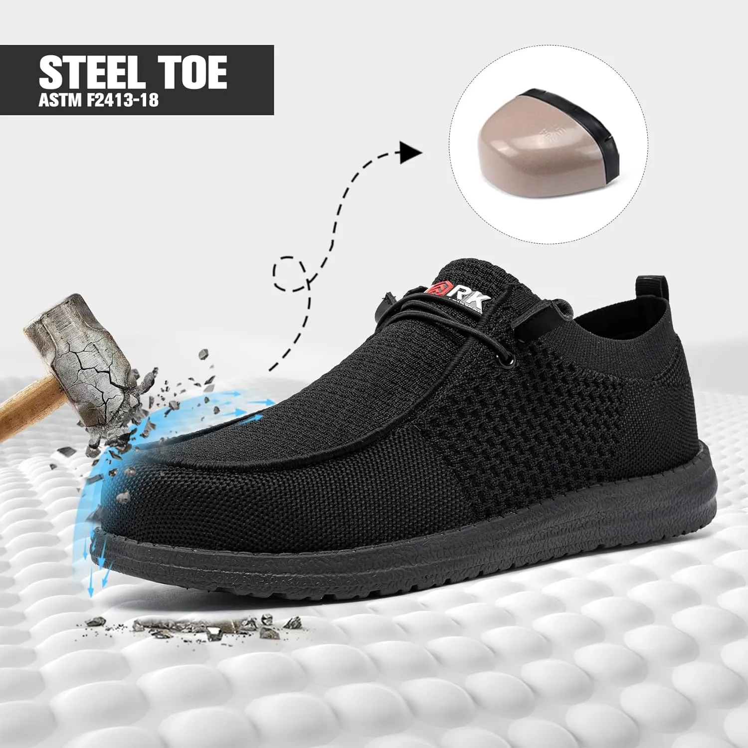 Steel Dudes - Lightweight Slip-On Steel Toe Shoes for Men – Comfortable Steel Toe Loafers for Lounging, Walking, and Everyday Wear