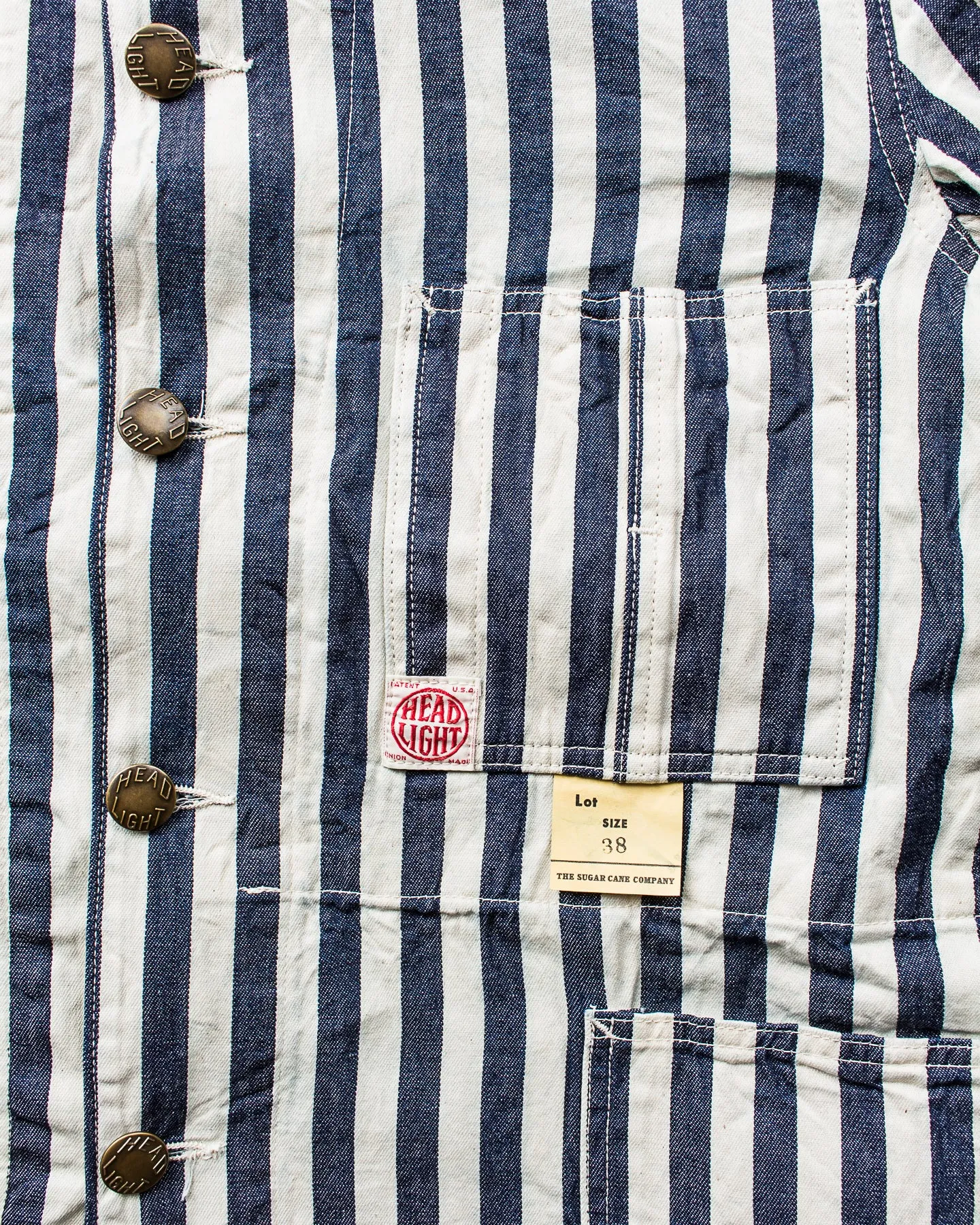Sugar Cane & Co Headlight x Fiction Romance NOS 7oz 1/2" Indigo Stripe Work Coat