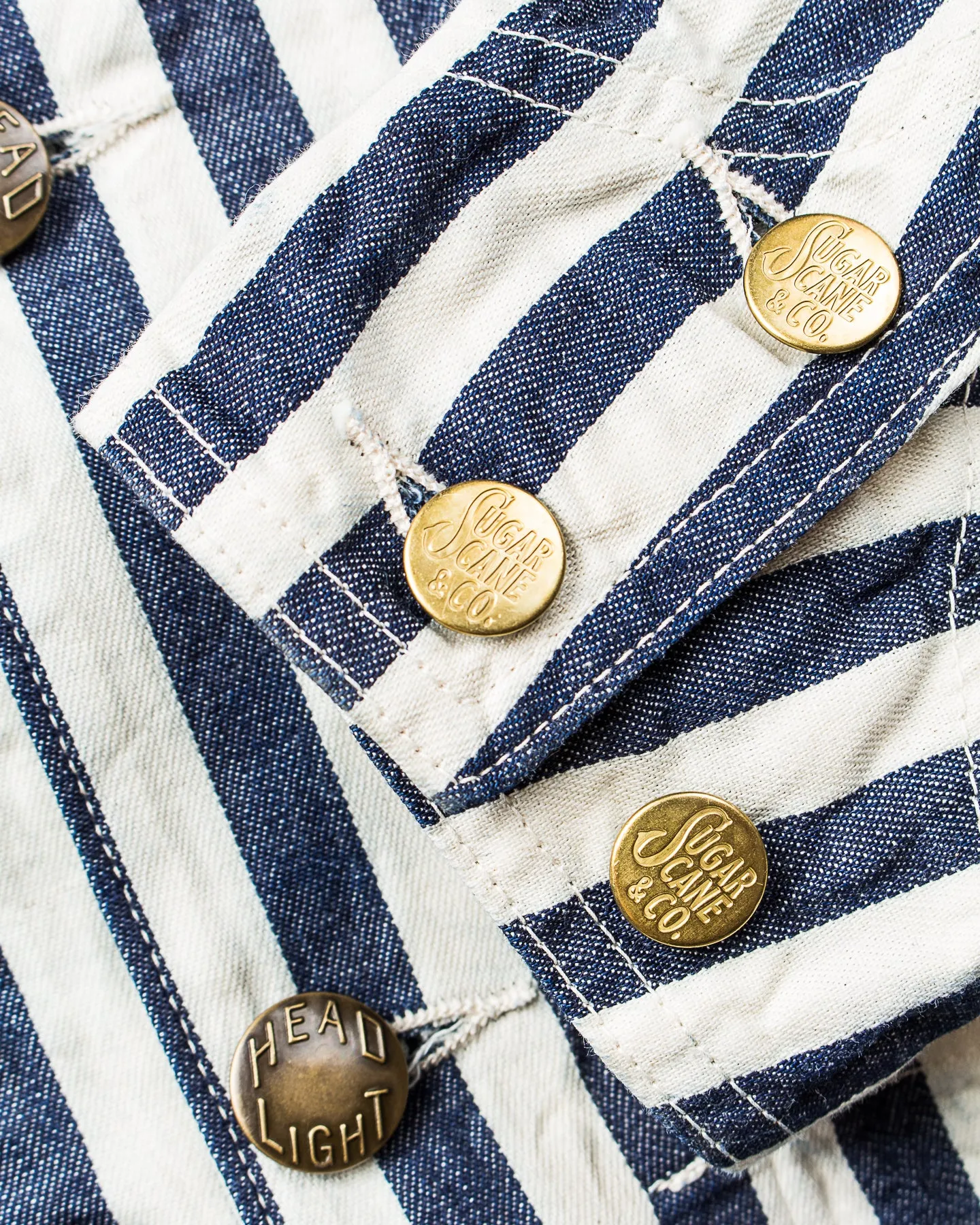 Sugar Cane & Co Headlight x Fiction Romance NOS 7oz 1/2" Indigo Stripe Work Coat