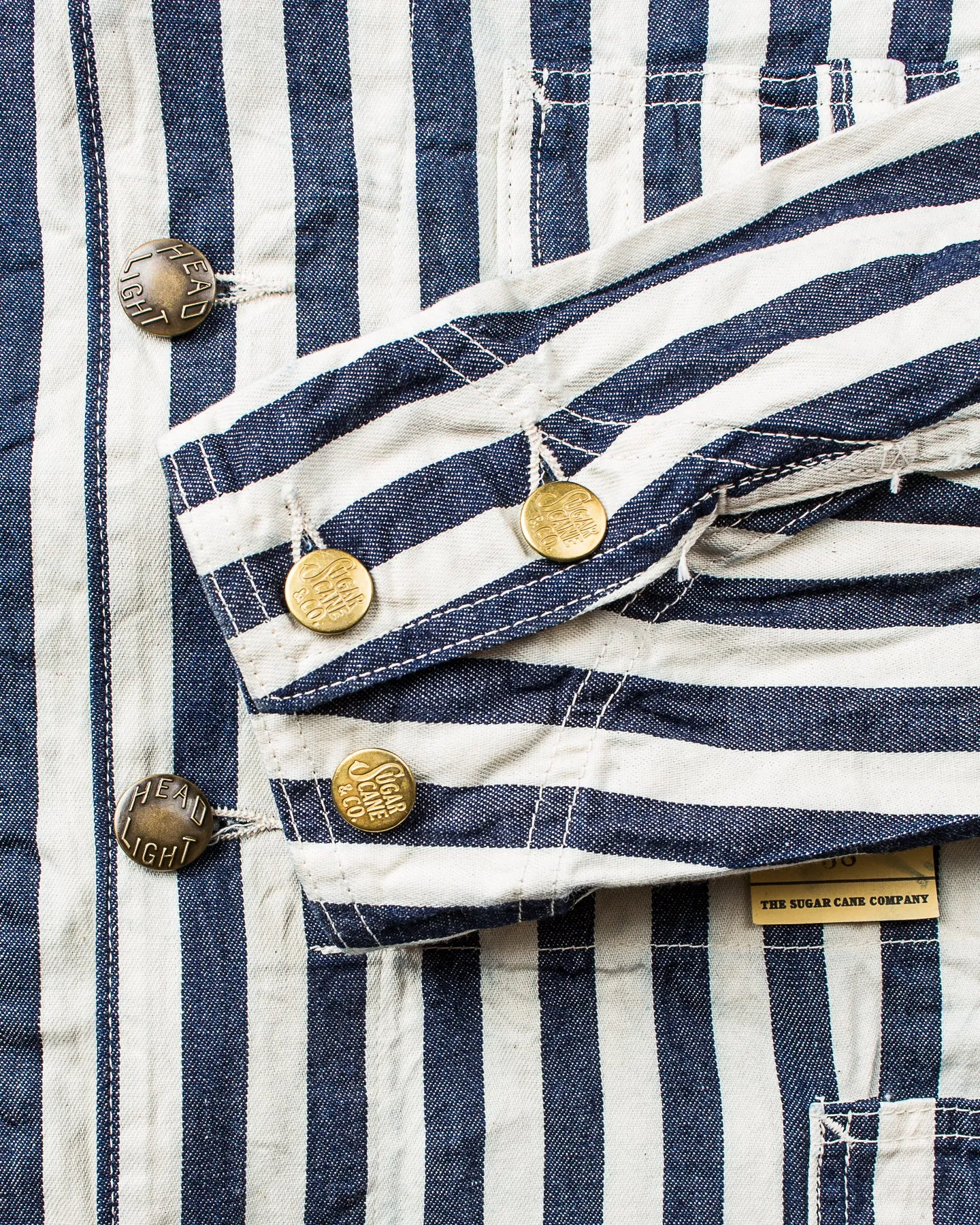 Sugar Cane & Co Headlight x Fiction Romance NOS 7oz 1/2" Indigo Stripe Work Coat