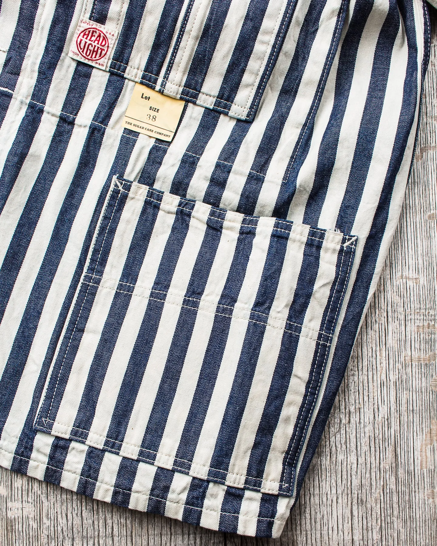 Sugar Cane & Co Headlight x Fiction Romance NOS 7oz 1/2" Indigo Stripe Work Coat
