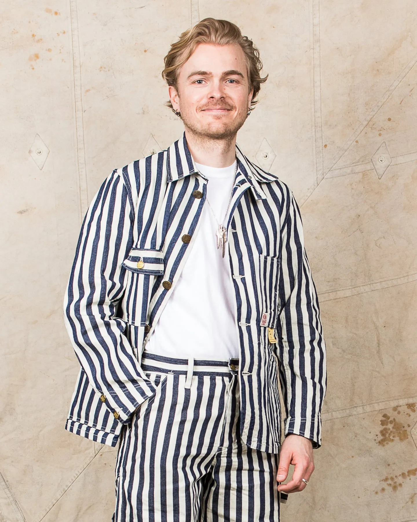 Sugar Cane & Co Headlight x Fiction Romance NOS 7oz 1/2" Indigo Stripe Work Coat