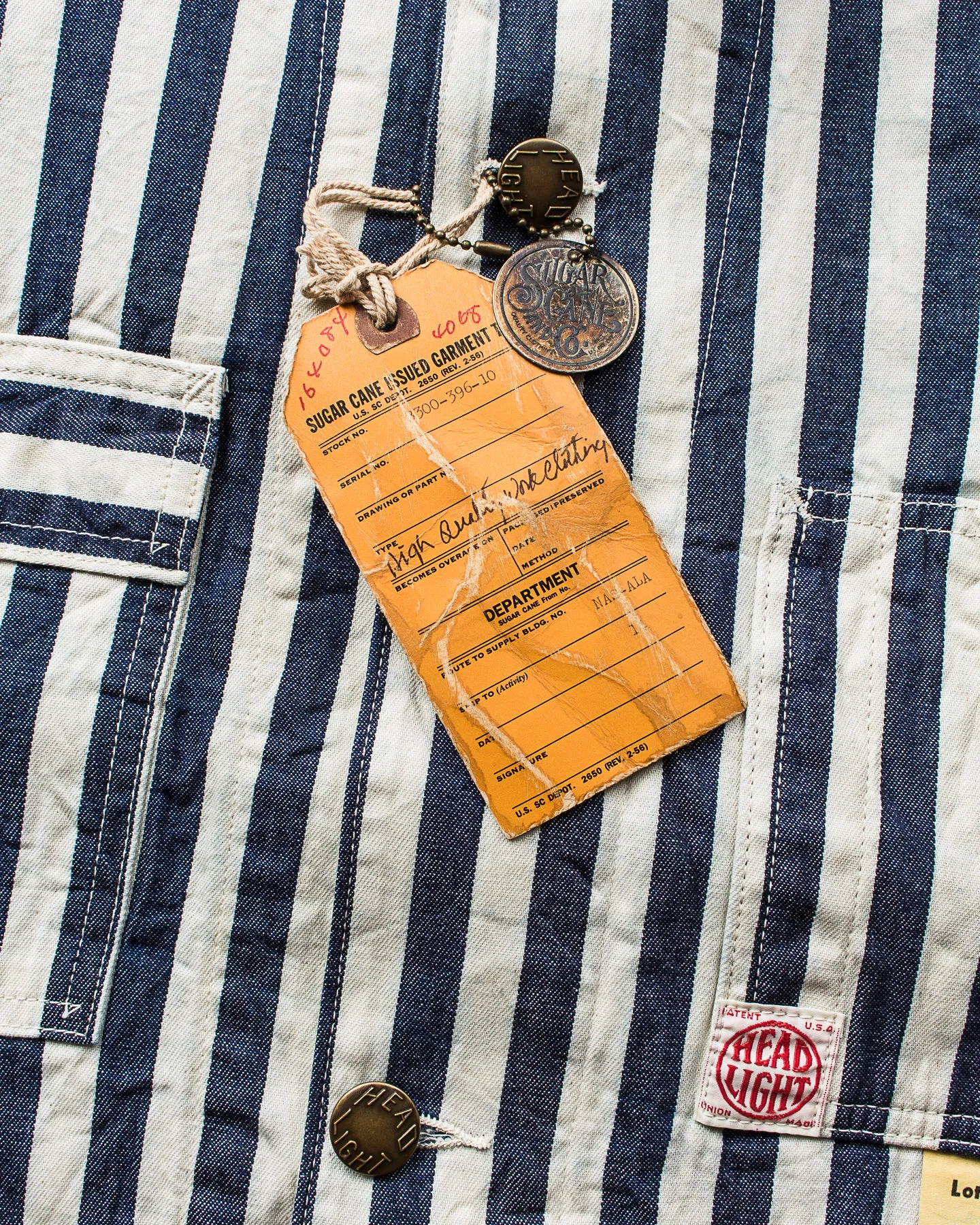 Sugar Cane & Co Headlight x Fiction Romance NOS 7oz 1/2" Indigo Stripe Work Coat