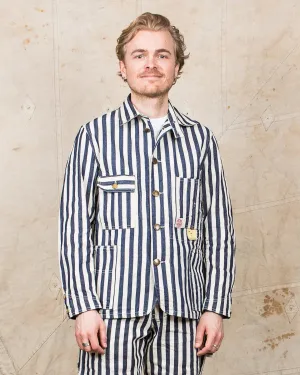 Sugar Cane & Co Headlight x Fiction Romance NOS 7oz 1/2" Indigo Stripe Work Coat