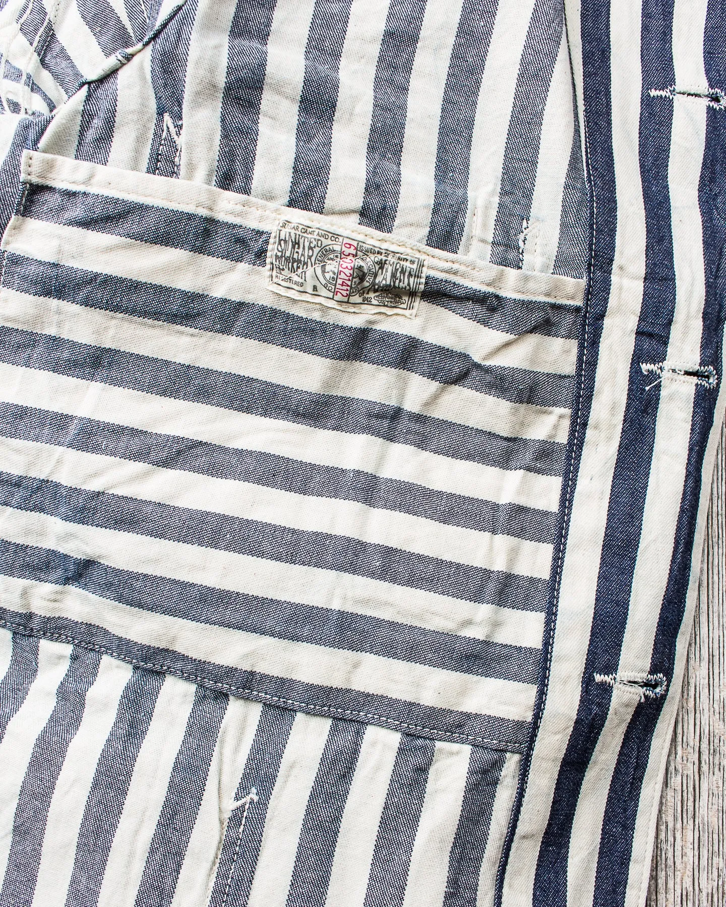 Sugar Cane & Co Headlight x Fiction Romance NOS 7oz 1/2" Indigo Stripe Work Coat