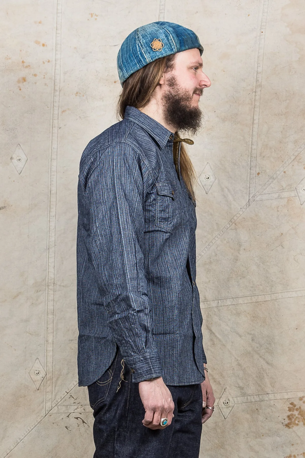 Sugar Cane & Co. Indigo Stripe Coat Shirt