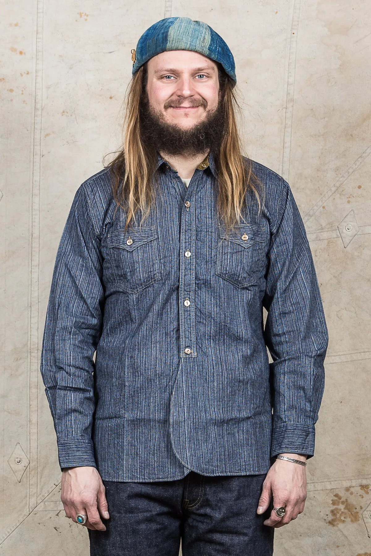Sugar Cane & Co. Indigo Stripe Coat Shirt