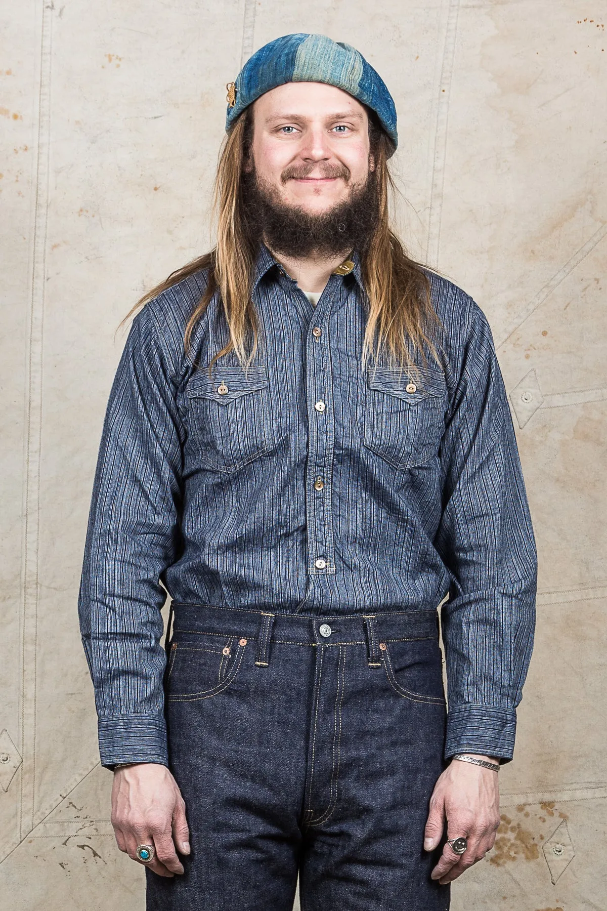 Sugar Cane & Co. Indigo Stripe Coat Shirt