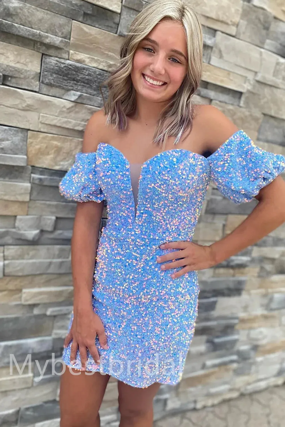 Sweetheart Off shoulder SheathShort Mini Homecoming Dress,  HDS0145