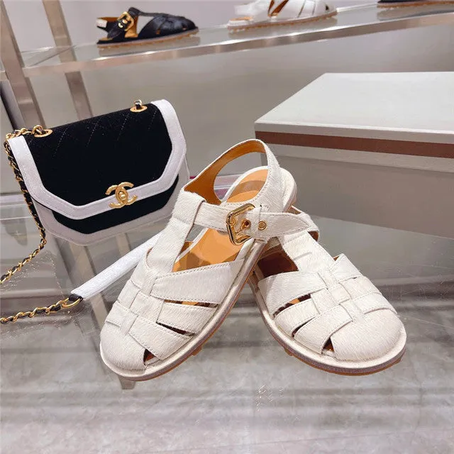 T-strap Design Round Toe Casual Flat Sandals