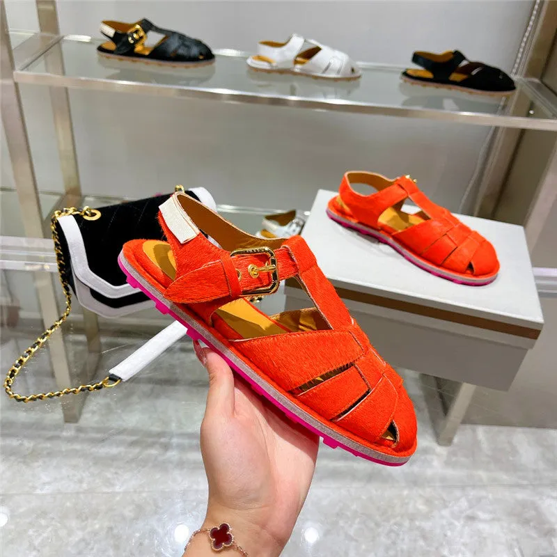 T-strap Design Round Toe Casual Flat Sandals