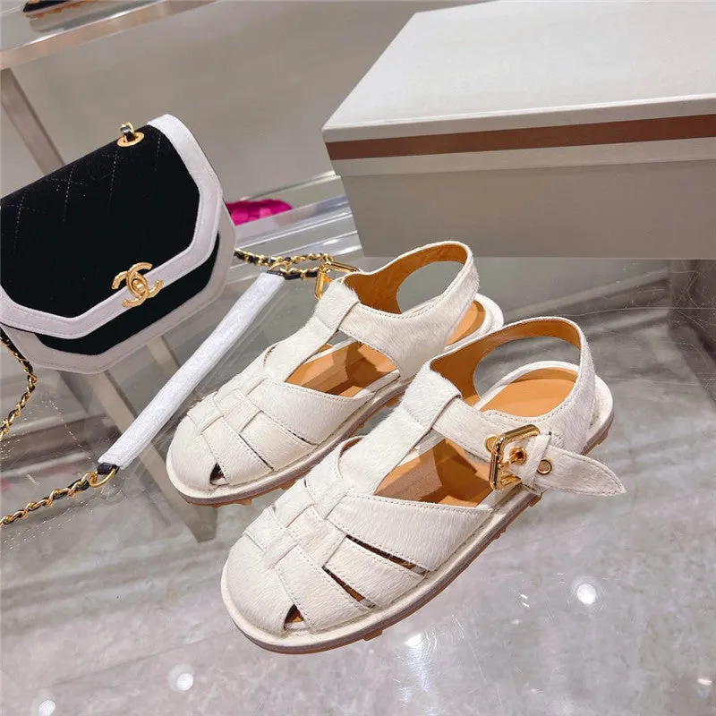 T-strap Design Round Toe Casual Flat Sandals