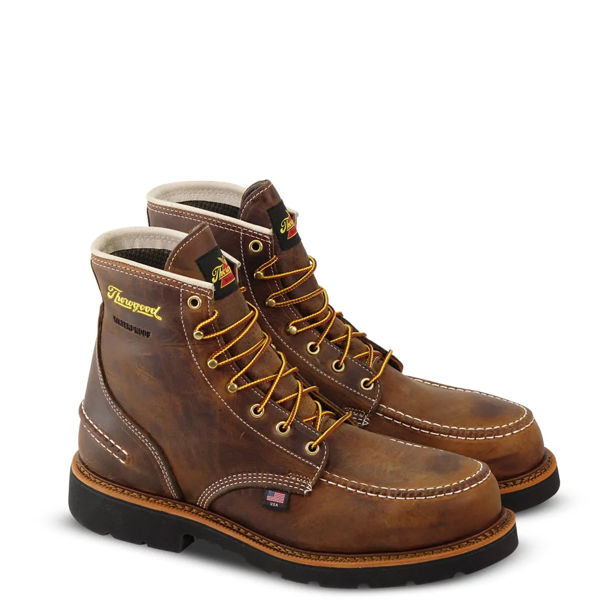 Thorogood Boots 804-3696 6" Made in USA Steel Toe 1957 Moc Toe Wedge Sole