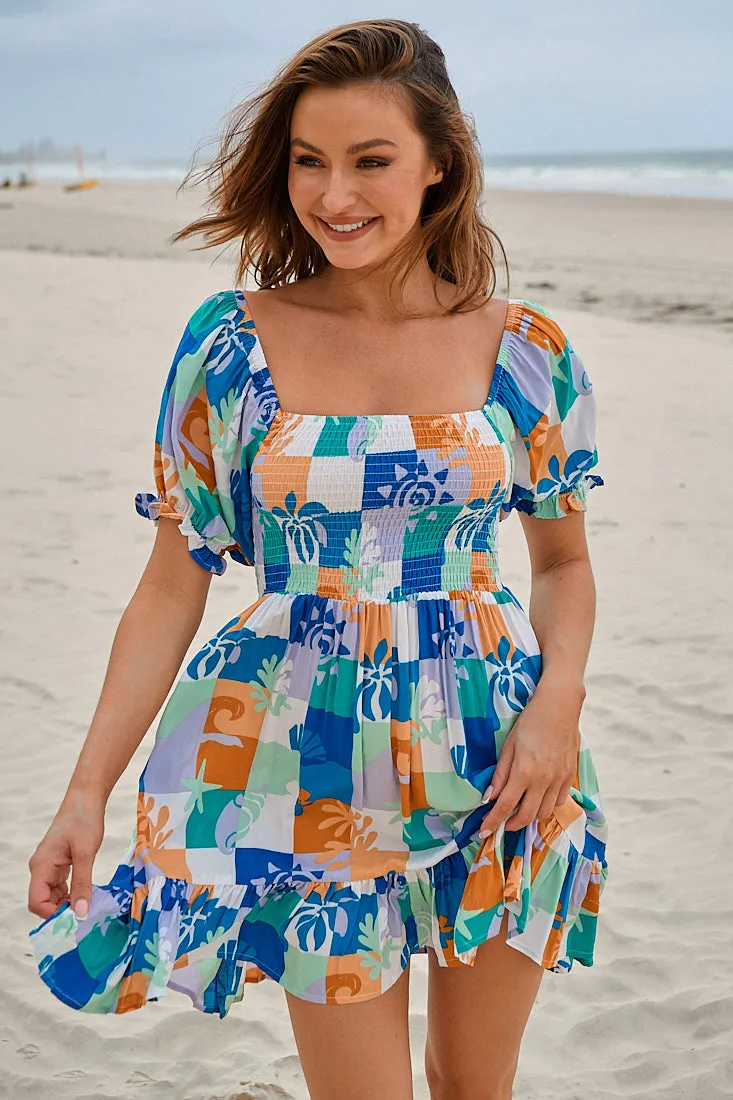 Tides Print Louise Mini Dress