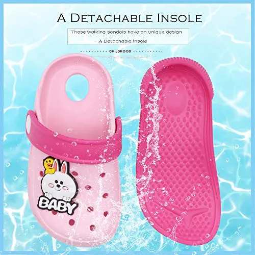 Toddler Little Kids Unicorn Sandals Non-Slip Slide Summer Slippers (Pink)