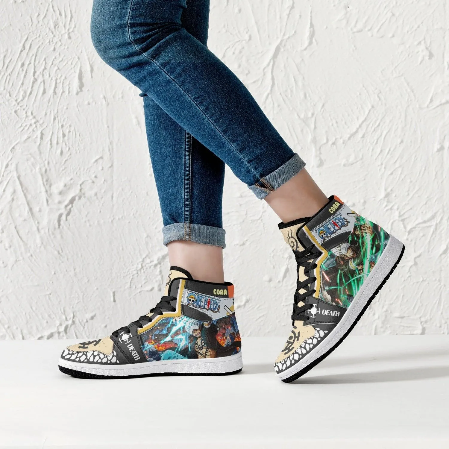 Trafalgar D. Law Dressrosa One Piece Mid 1 Basketball Shoes