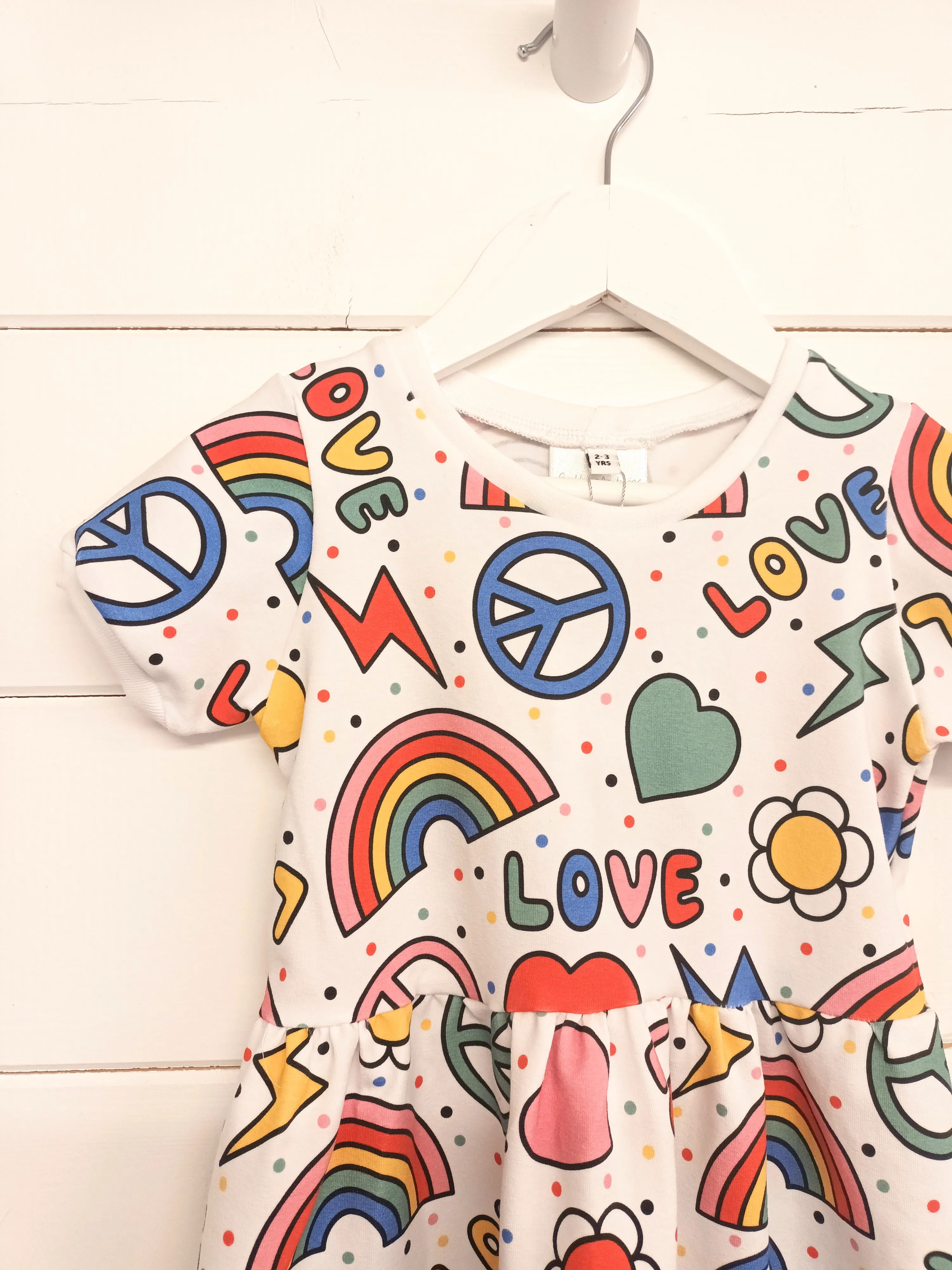 Twirl Dress, Peace a love White, New Spring Collection