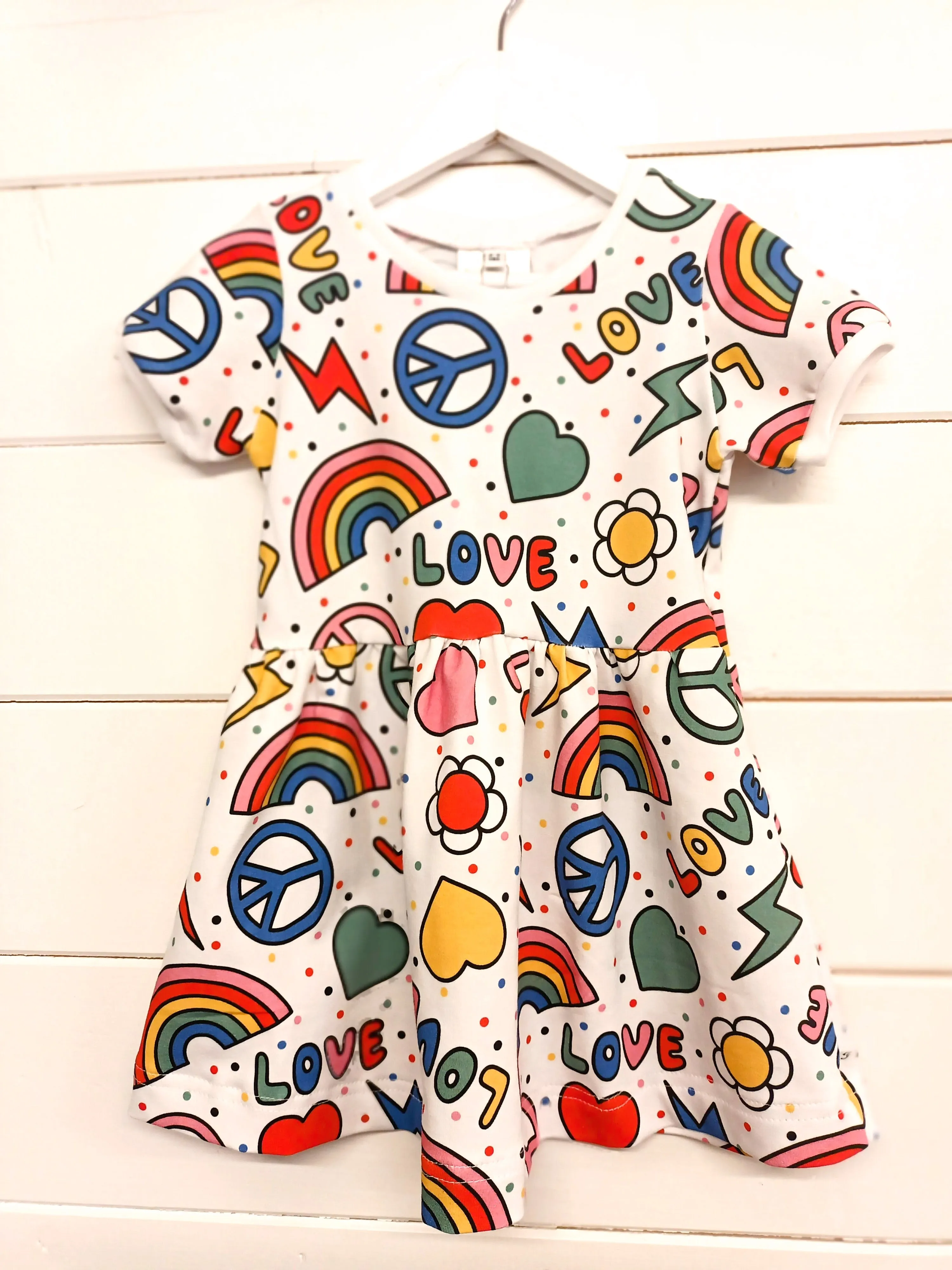 Twirl Dress, Peace a love White, New Spring Collection