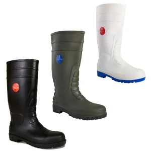 UNISEX STEEL TOE CAP WELLINGTONS SAFETY WATER PROOF WORK BOOTS ANTI SLIP WELLIES