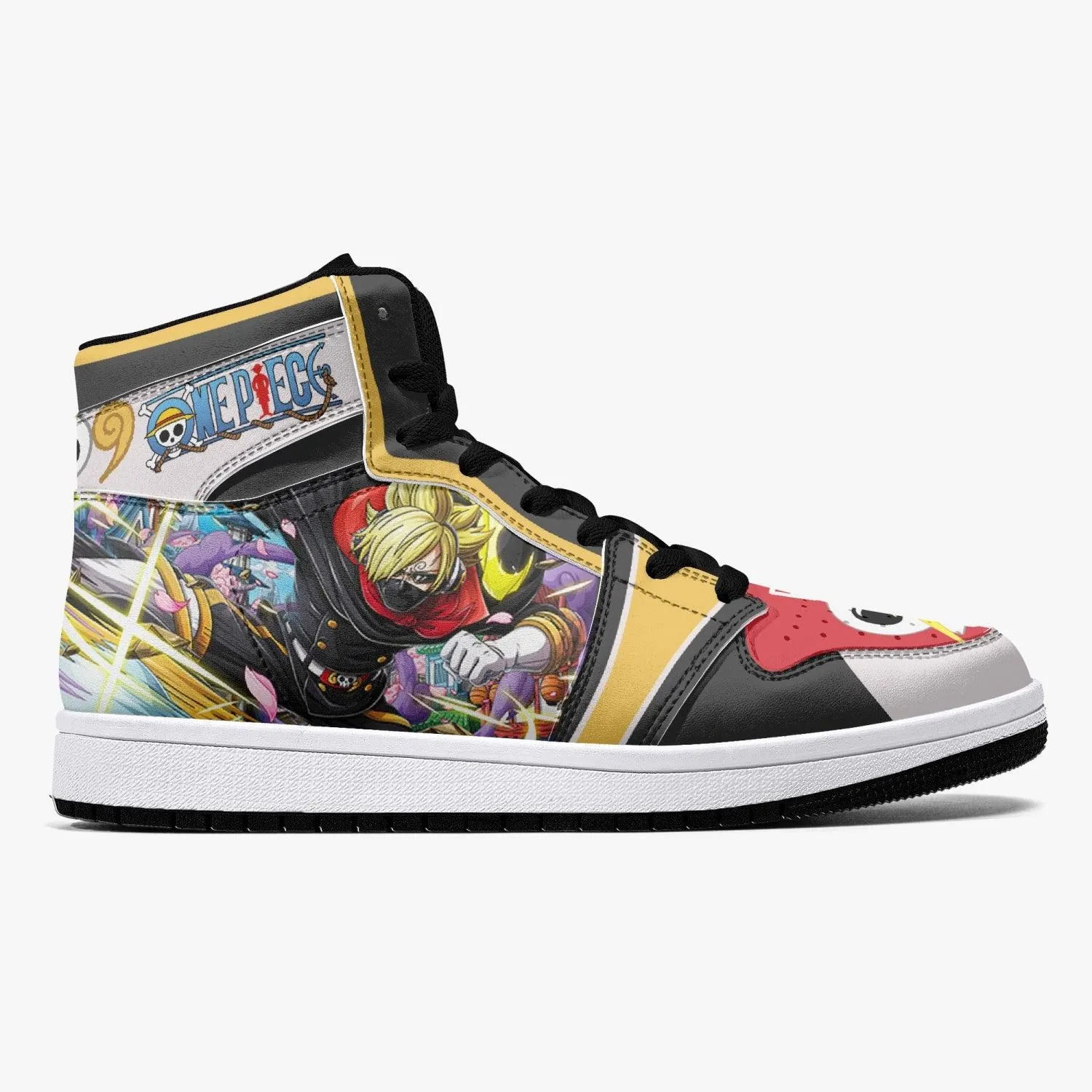 Vinsmoke Sanji Stealth Black One Piece Mid 1 Basketball Shoes
