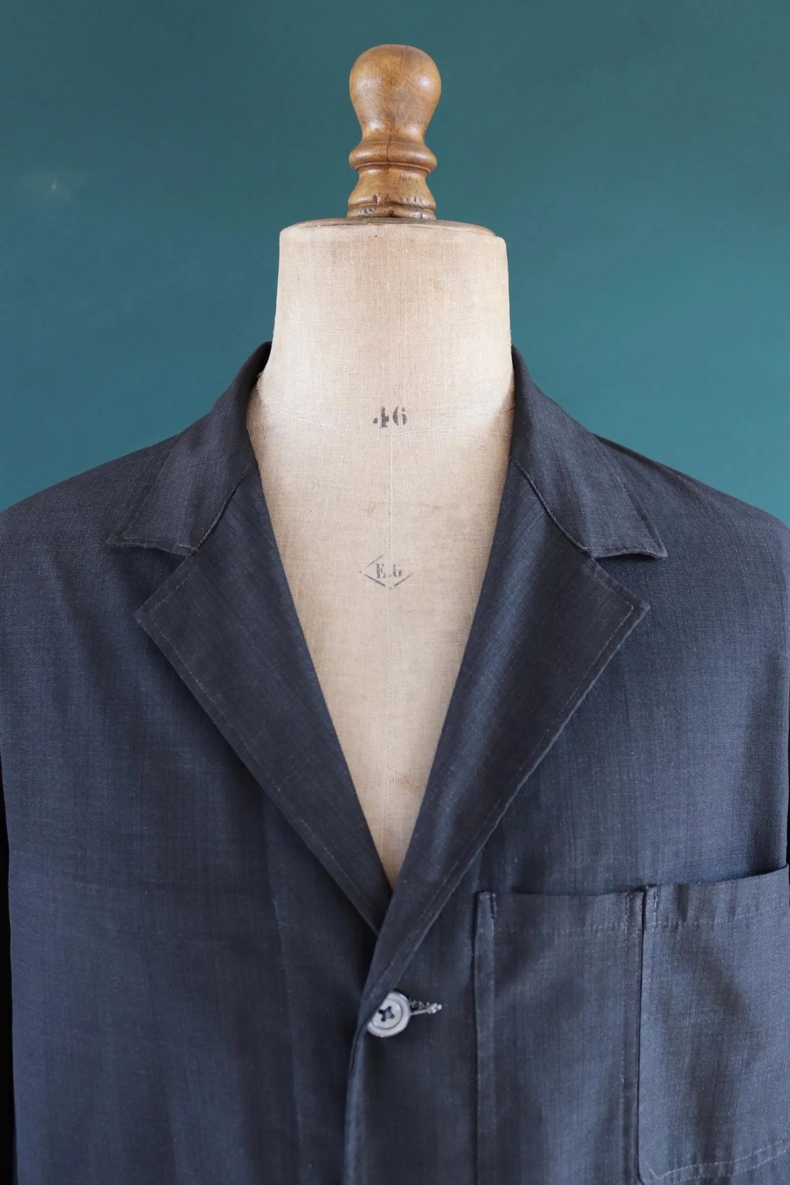 Vintage French workwear duster jacket - 1950s 60s Vetra black factory coat - 50” chest - maquignon