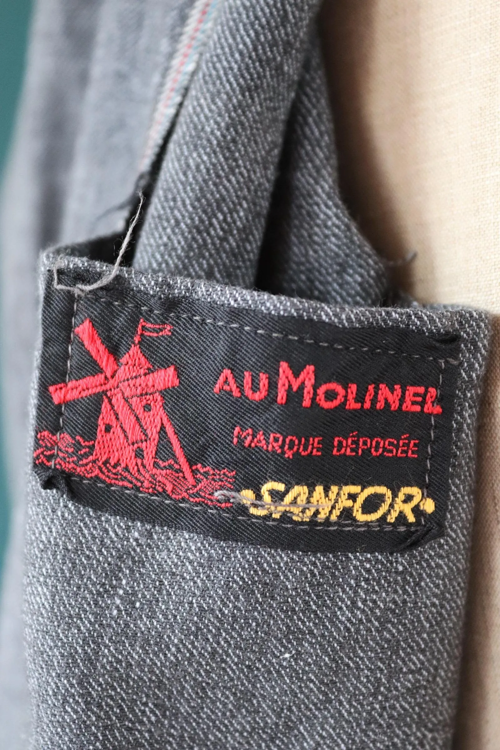 Vintage French workwear jacket - 1950s 60s salt pepper grey overalls - selvedge cotton - long factory coat - 44” chest