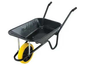 Walsall 85L Contractor Black Heavy-Duty Builders Wheelbarrow - Puncture Proof