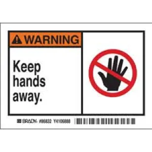 WARNING Keep hands away. Labels