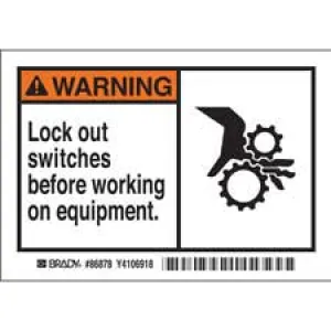 WARNING Lock out switches before working on equipment. Labels