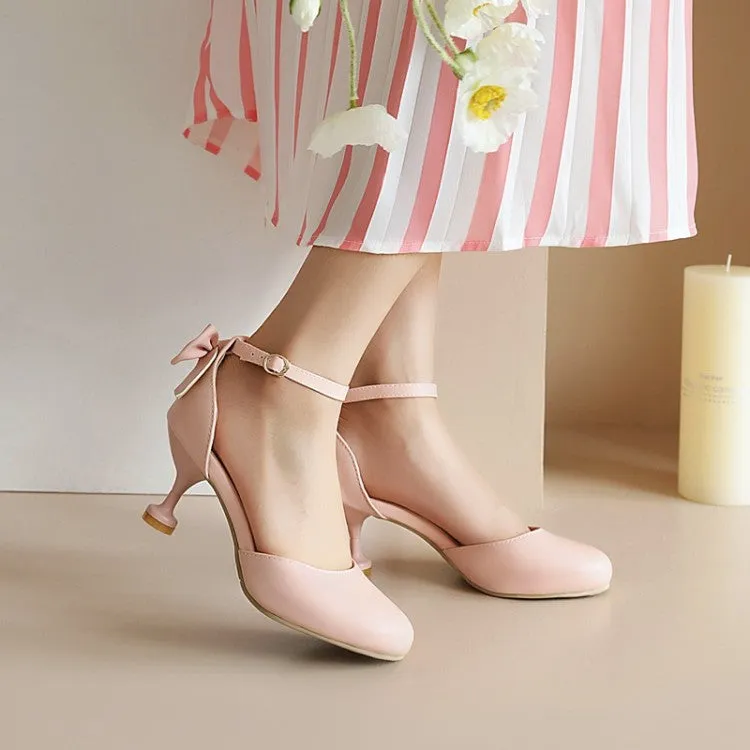 Women's Back Bow Tie Ankle Strap High Heels Sandals