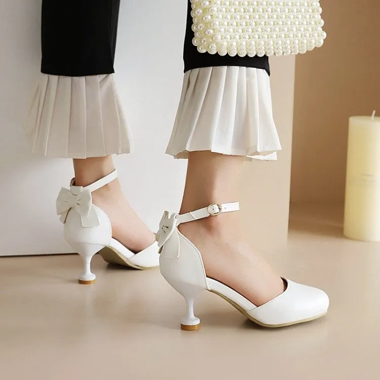 Women's Back Bow Tie Ankle Strap High Heels Sandals