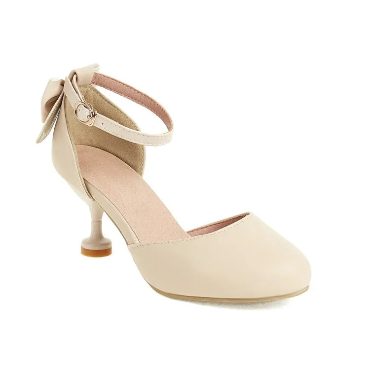 Women's Back Bow Tie Ankle Strap High Heels Sandals