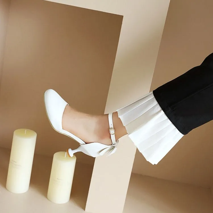 Women's Back Bow Tie Ankle Strap High Heels Sandals