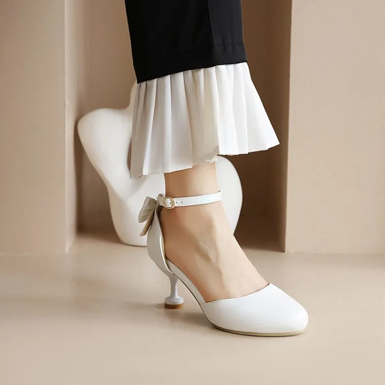 Women's Back Bow Tie Ankle Strap High Heels Sandals