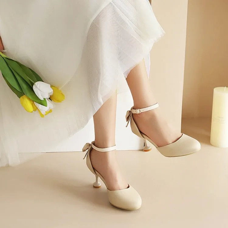 Women's Back Bow Tie Ankle Strap High Heels Sandals