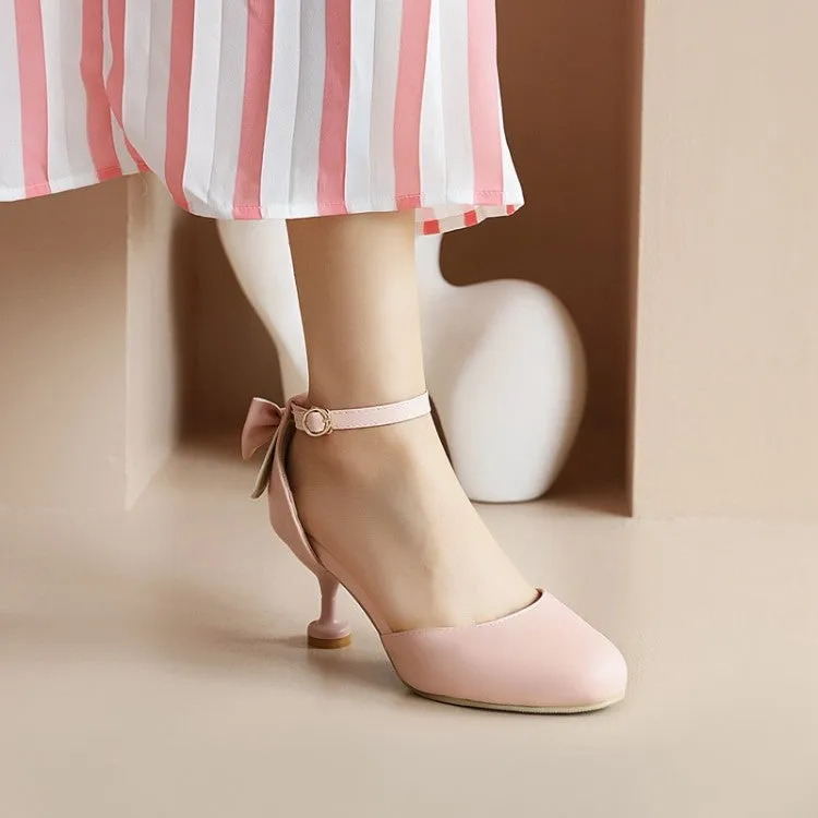 Women's Back Bow Tie Ankle Strap High Heels Sandals