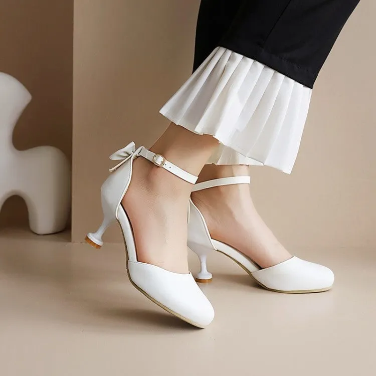 Women's Back Bow Tie Ankle Strap High Heels Sandals