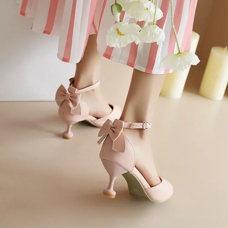 Women's Back Bow Tie Ankle Strap High Heels Sandals
