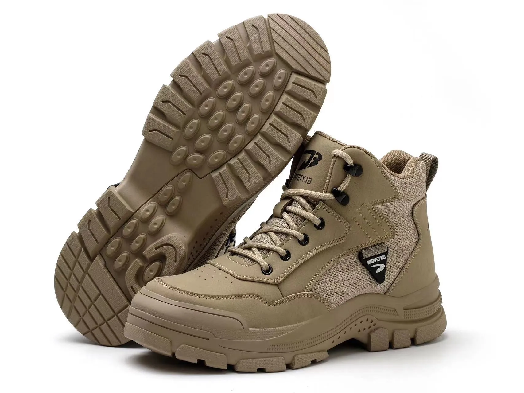 Work Boots for Men Water Resistant Steel Toe Non-Slip Rubber Leather Shoes