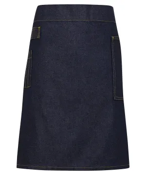 WORKWEAR SAMPLE SALE 2024 -  PR135 Waxed Look Denim Half Apron - Indigo Denim
