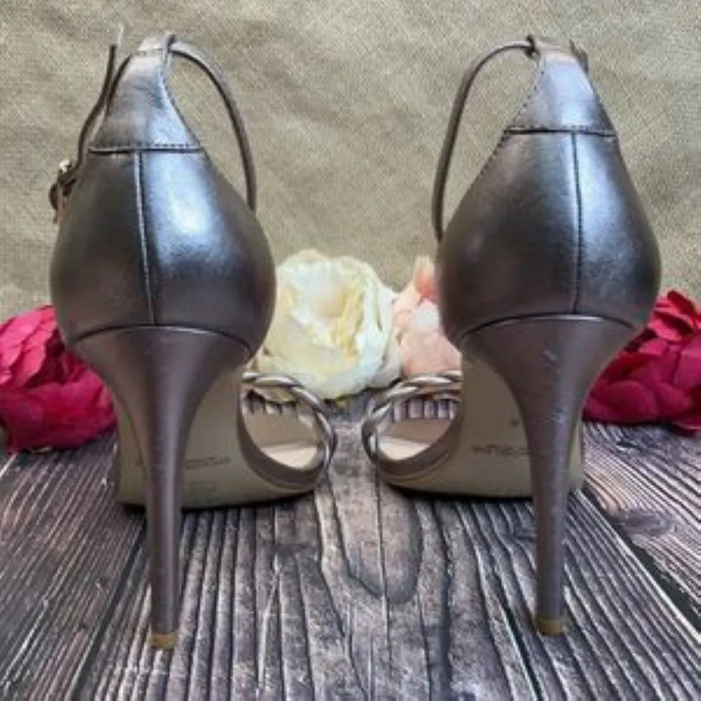 Zoe Rose Gold Leather Ella Two-Piece Dress Sandals 8.5M