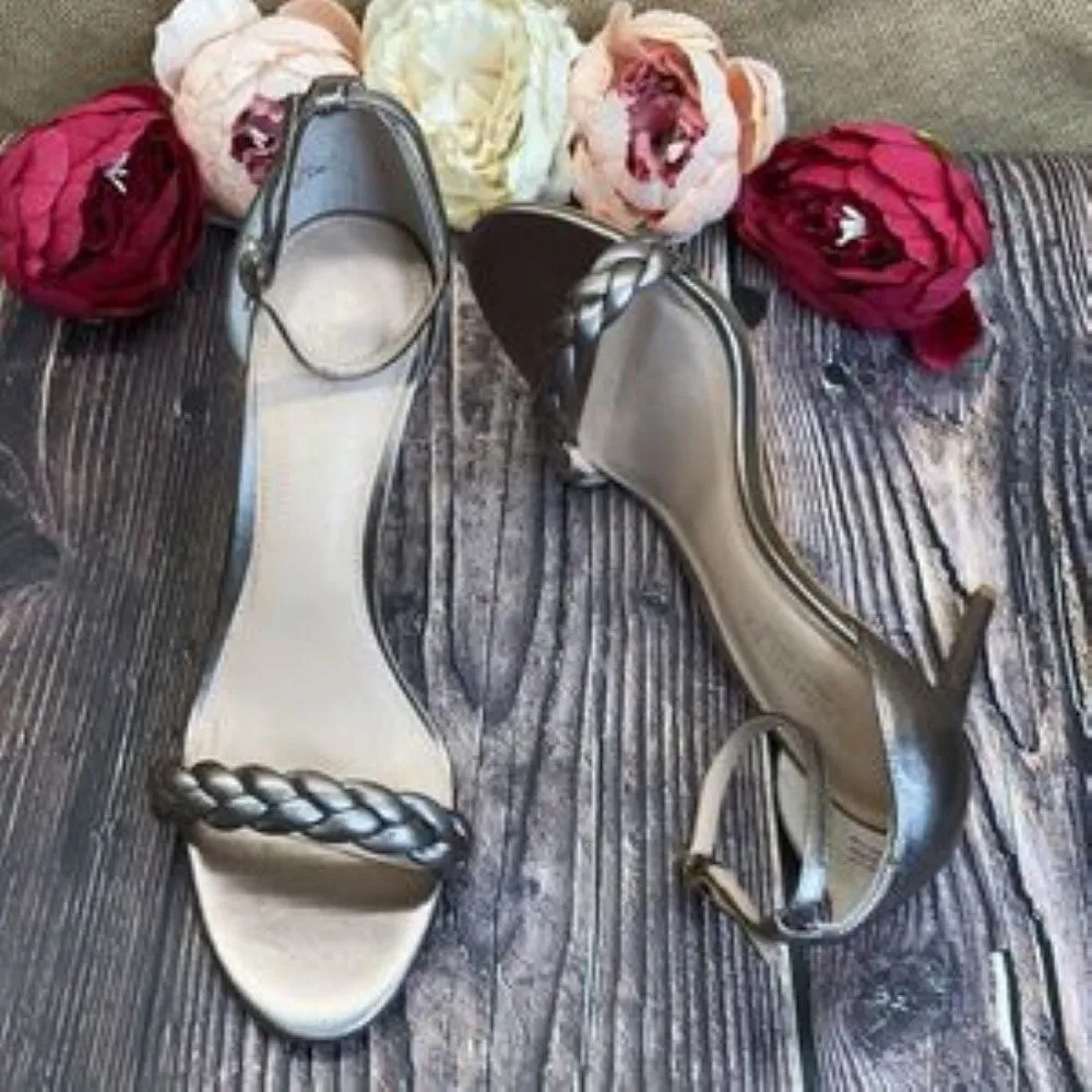 Zoe Rose Gold Leather Ella Two-Piece Dress Sandals 8.5M