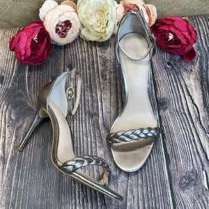 Zoe Rose Gold Leather Ella Two-Piece Dress Sandals 8.5M